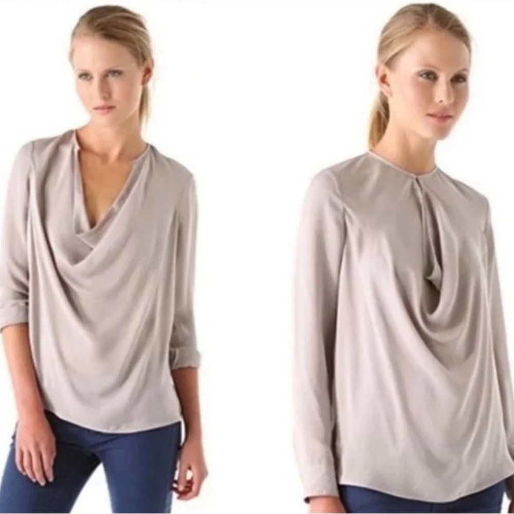 Vince Women's Soft Drape Silk Blouse - Light Champagne